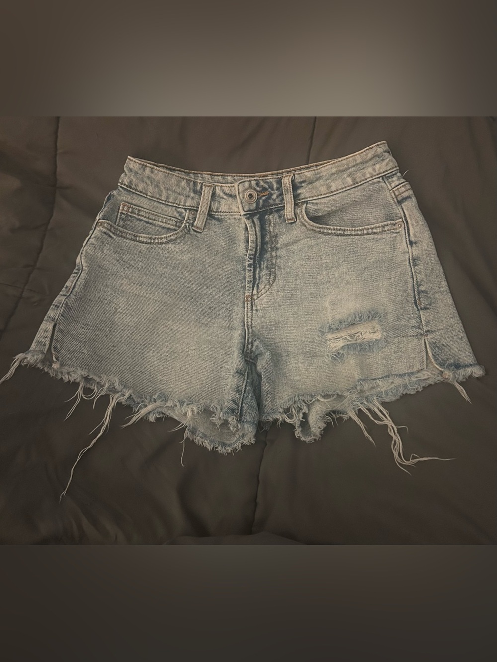 BCBGeneration Distressed Light Blue Denim Cutoff Shorts